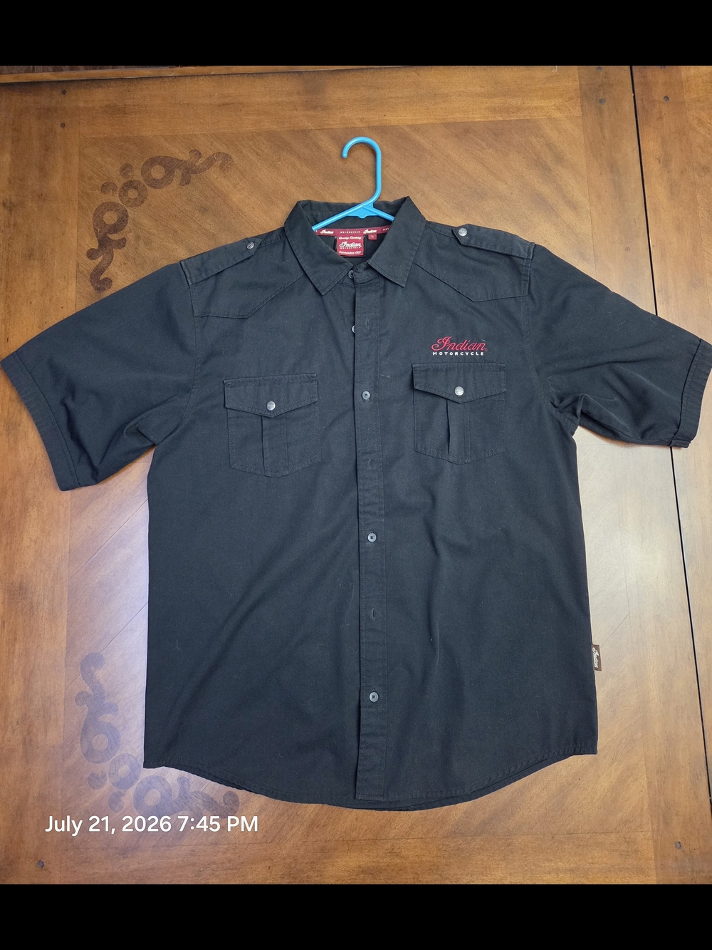 Indian Motorcycle Men’s Black Short-Sleeve Work Shirt